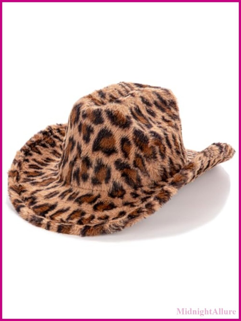 Fleece Wide-Brim Fluffy Warm Leopard Print Cowboy Hat